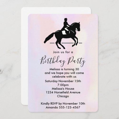 Beautiful White Horse Running in the Snow Birthday Invitation