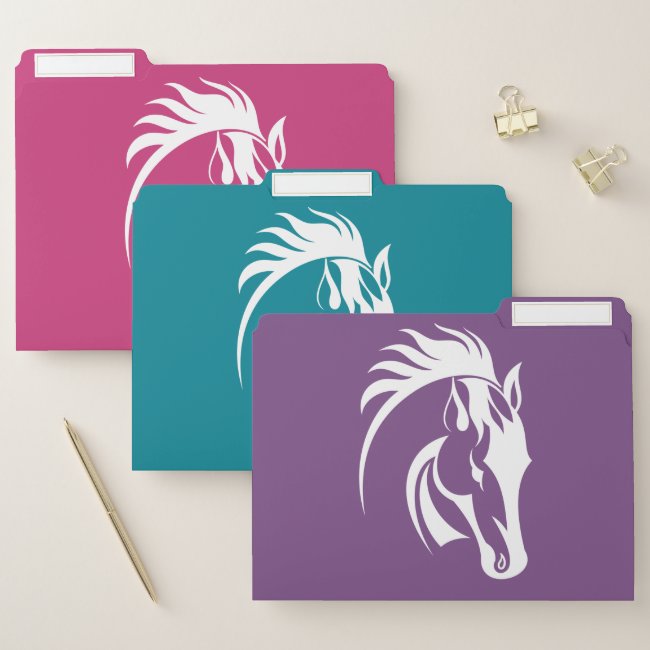 Beautiful White Horses Design File Folders Set