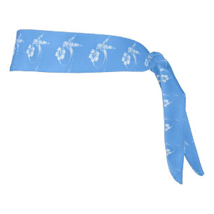 Beautiful White Hummingbird on Flower Blue Tie Headband