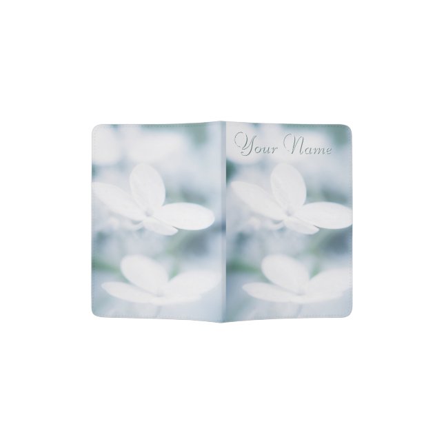 Beautiful White Hydrangea Blossoms. Passport Holder (Opened)