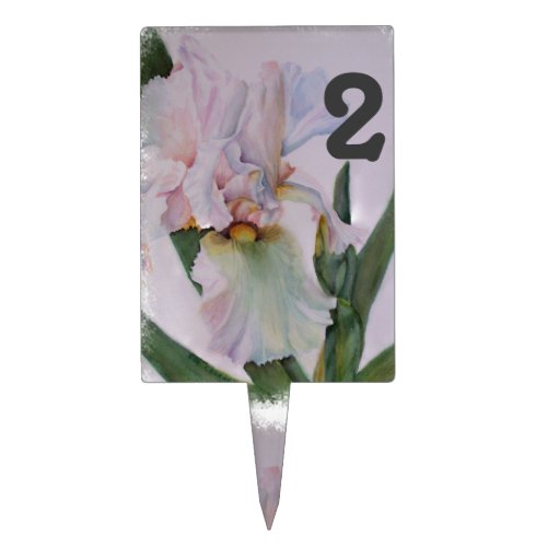 BEAUTIFUL WHITE IRIS TABLE NUMBER CAKE TOPPER