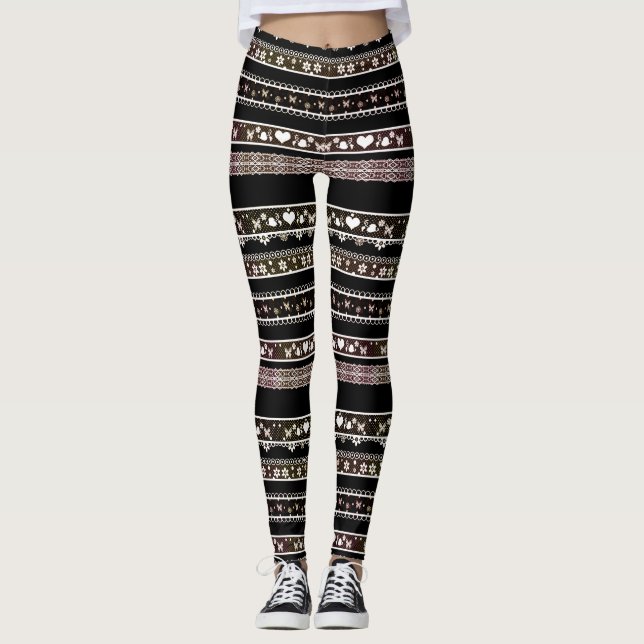 Beautiful, white, lace leggings, lace, braid leggi leggings (Front)