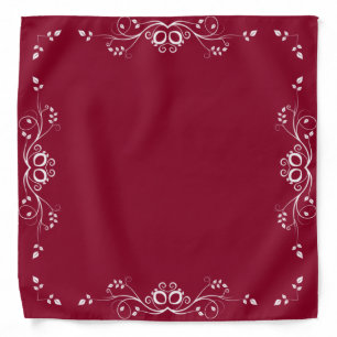 Beautiful White Leaf Vector on Burgundy Red Bandana