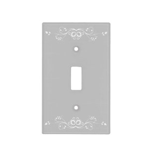 Beautiful White Leaf Vector on Silver Gray Light Switch Cover