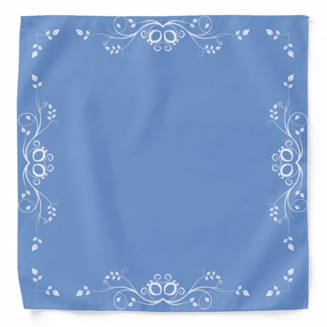 Beautiful White Leaf Vector on Sky Blue Bandana (Front)