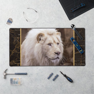 Beautiful White Lion Photo Desk Mat