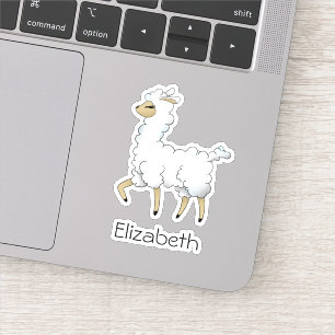 Beautiful White Llama With Your Name Vinyl Sticker