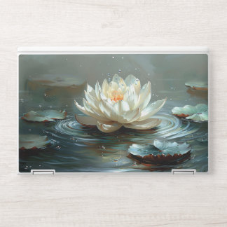 Beautiful White Lotus on the Pond HP Laptop Skin