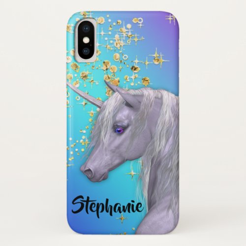 Beautiful White Magical Unicorn iPhone X Case
