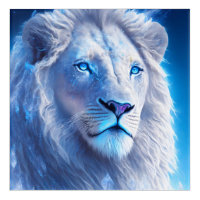Beautiful White Mystical Lion with Blue Eyes   Acrylic Print