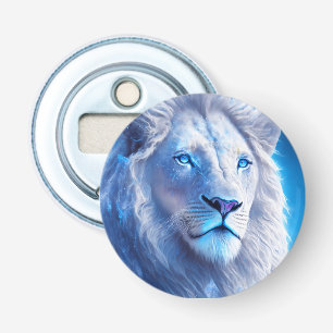Beautiful White Mystical Lion with Blue Eyes   Bottle Opener