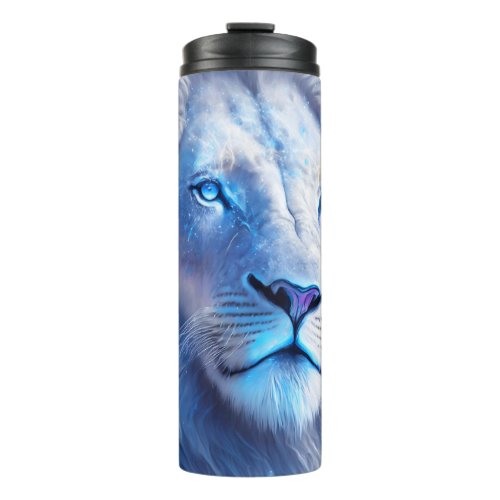 Beautiful White Mystical Lion with Blue Eyes   Thermal Tumbler