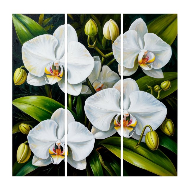 beautiful White Orchids Triptych (Front)
