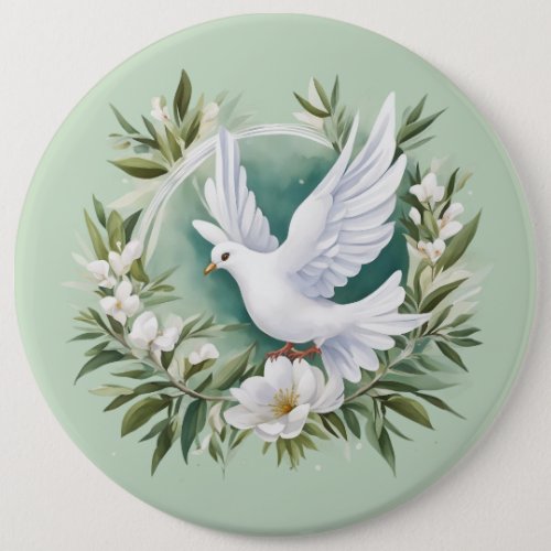 Beautiful White Peace Dove Button
