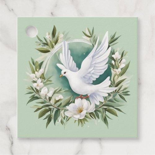 Beautiful White Peace Dove Favor Tags