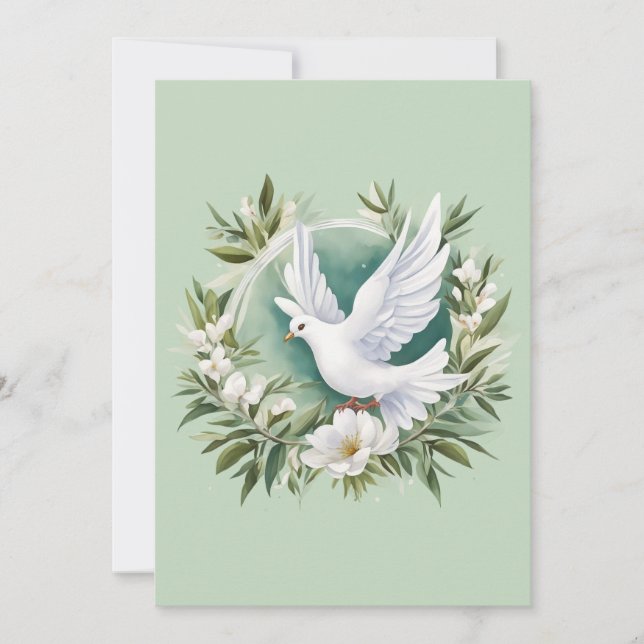 Beautiful White Peace Dove Holiday Card (Front)