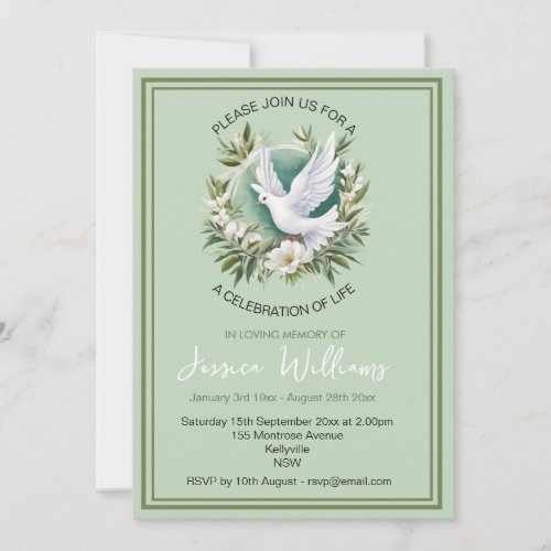 Beautiful White Peace Dove Invitation