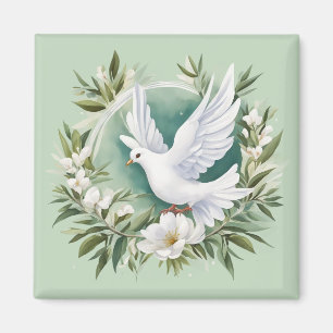 Beautiful White Peace Dove Magnet