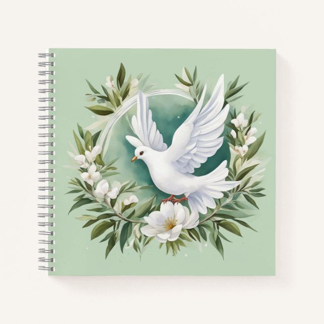 Beautiful White Peace Dove Notebook (Front)