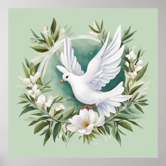 Beautiful White Peace Dove Poster (Front)