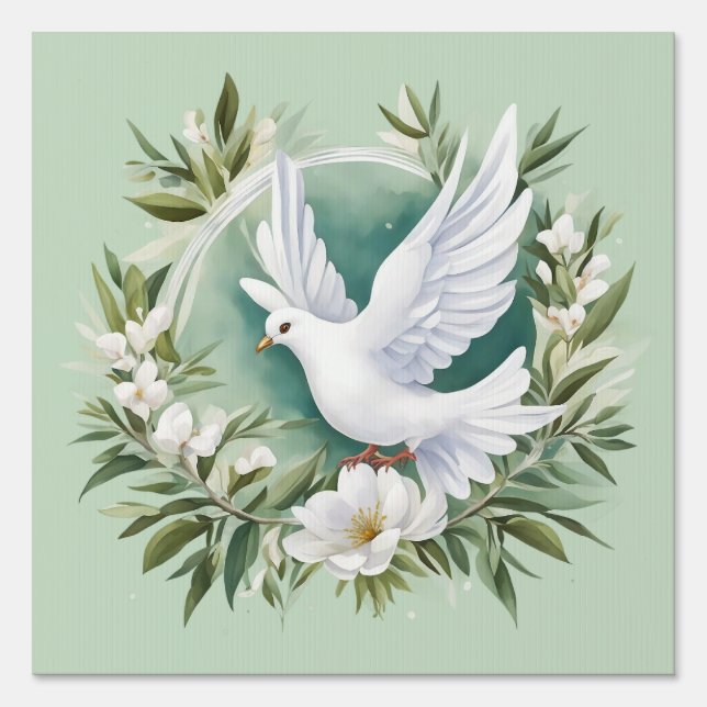 Beautiful White Peace Dove Sign (Front)
