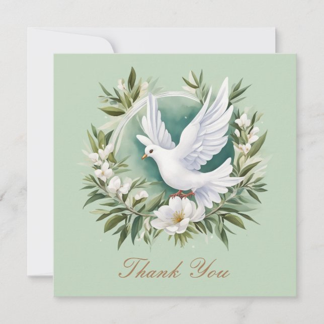 Beautiful White Peace Dove Thank You Card (Front)