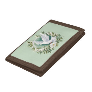 Beautiful White Peace Dove Tri-fold Wallet
