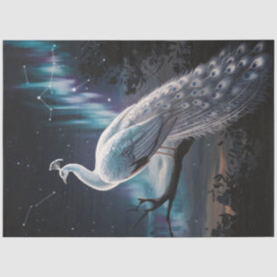 Beautiful White Peacock Aurora Borealis Decoupage Tissue Paper