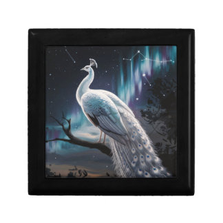 Beautiful White Peacock Aurora Borealis Scenic Gift Box