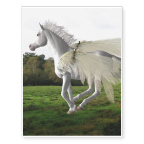 Beautiful White Pegasus Temporary Tattoos