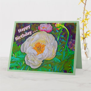 BEAUTIFUL WHITE PEONY, HAPPY BIRTHDAY FROM GROUP CARD