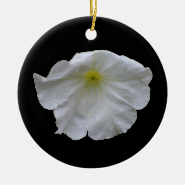 Beautiful White Petunia Custom Birthday Ceramic Ornament (Front)