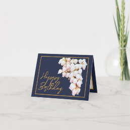 Beautiful White Pieris Flowers Chic Happy Birthday Card