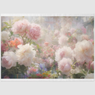 Beautiful White & Pink Peonies Watercolor Painting Tissue Paper