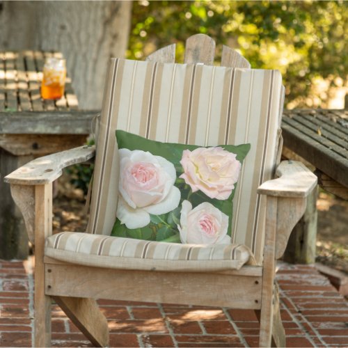 Beautiful white pink roses outdoor pillow