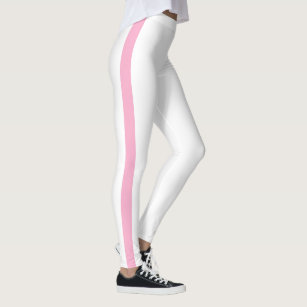 Women's Pink And White Striped Leggings
