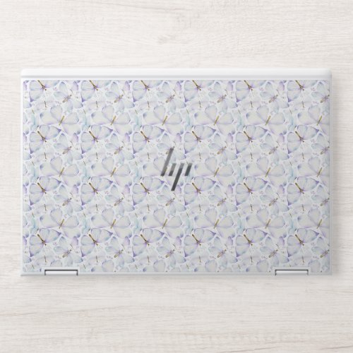 Beautiful White Purple Butterfly Pattern HP Laptop Skin