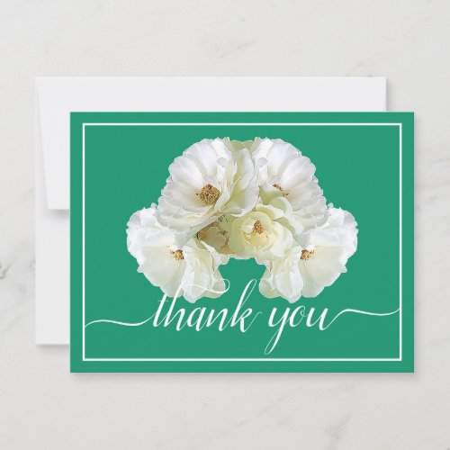 Beautiful White Rose Color Backdrop Chic Thank You Postcard