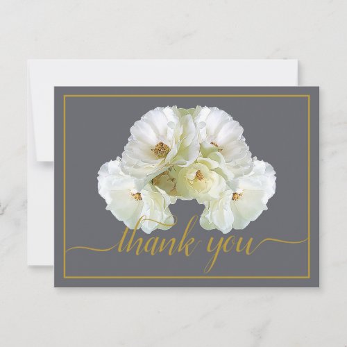 Beautiful White Rose Color Backdrop Chic Thank You Postcard