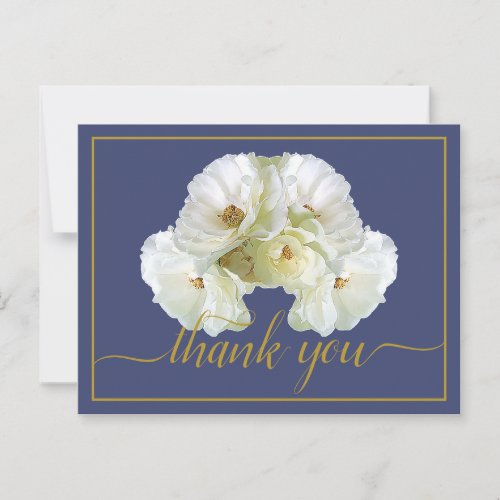 Beautiful White Rose Color Backdrop Chic Thank You Postcard