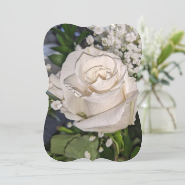 Beautiful White Rose Flat Card (Standing Front)