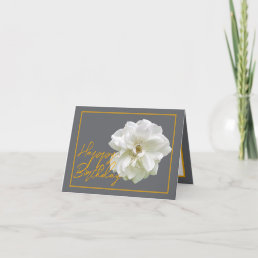 Beautiful White Rose Flower Pretty Happy Birthday Card