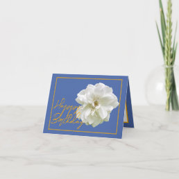 Beautiful White Rose Flower Pretty Happy Birthday Card