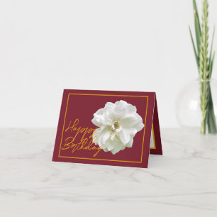 Beautiful White Rose Flower Pretty Happy Birthday Card