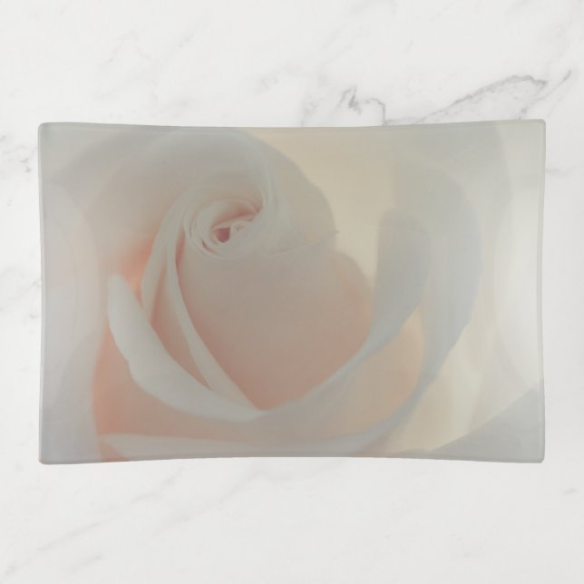 Beautiful White Rose Flower Trinket Tray (Front)