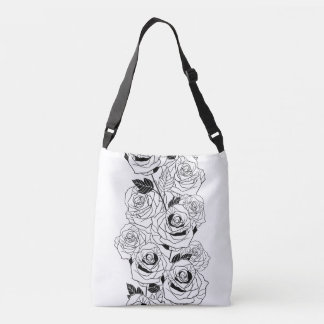 beautiful white rose patterns crossbody bag