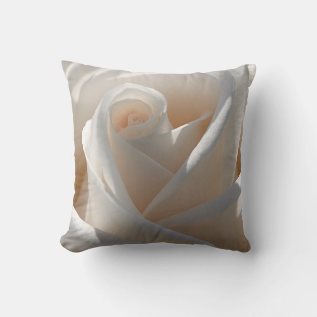 Beautiful White Rose Poly Throw Pillow (Front)