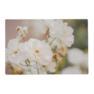 Beautiful White Roses Botanical Nature Photography Placemat