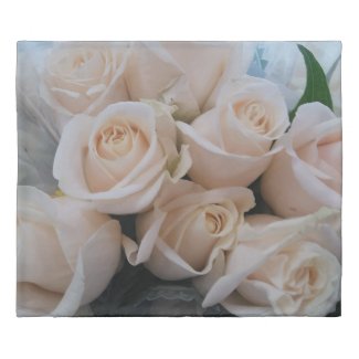 White Roses Bouquet Picture Duvet Cover