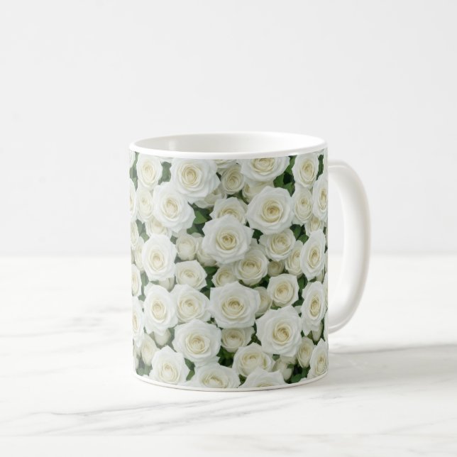 Beautiful White Roses Coffee Mug (Front Right)